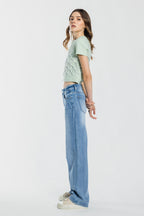 Women's straight leg blue jeans, casual style, perfect for everyday wear