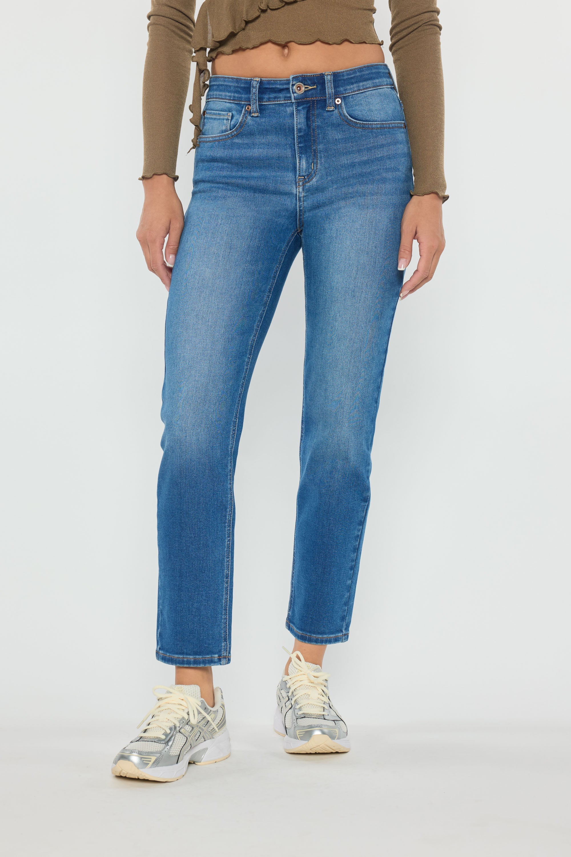 Women's straight leg blue jeans for casual wear from Shop ENJEAN
