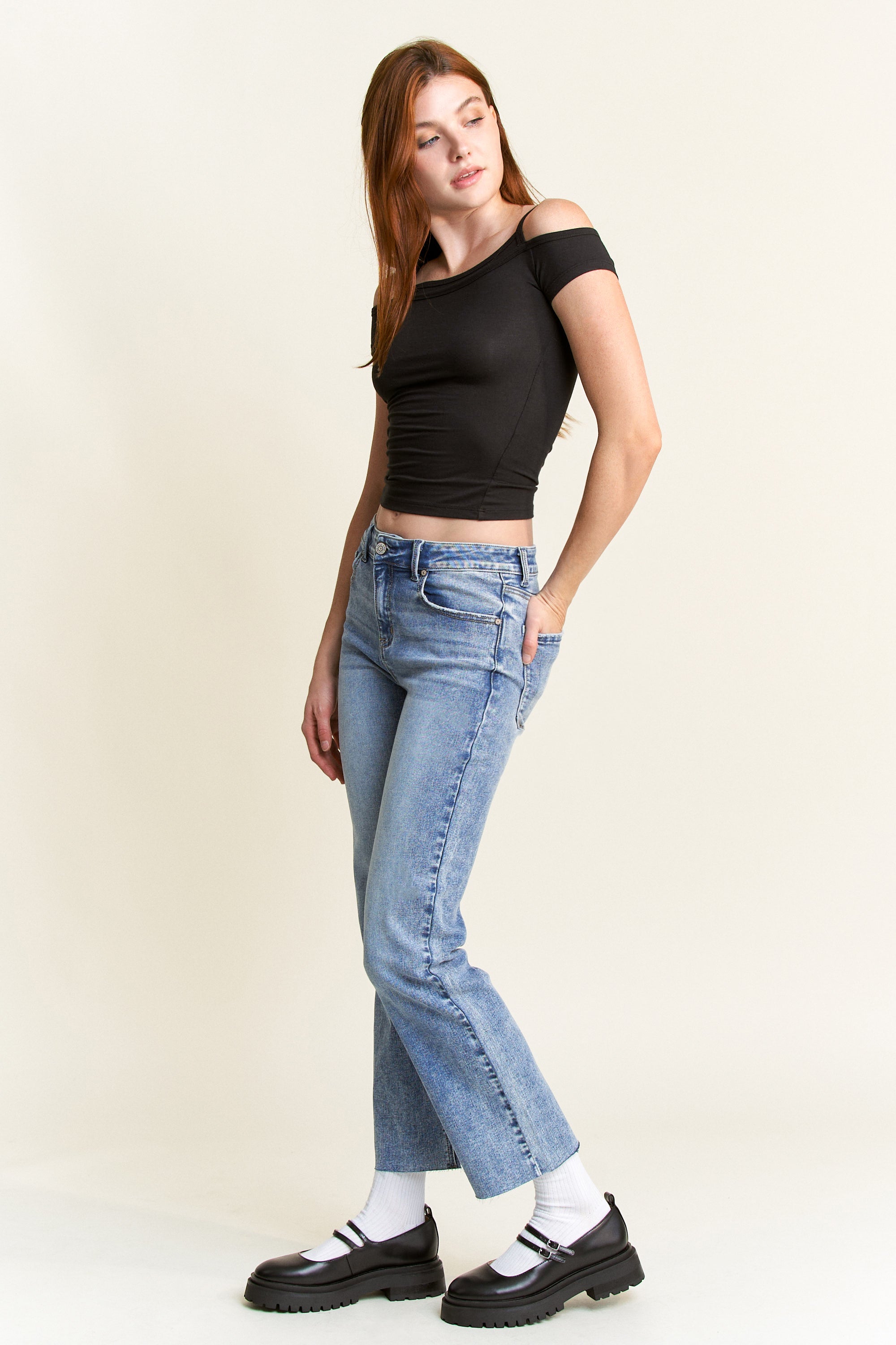 Shop ENJEAN women's straight leg blue jeans for casual everyday wear