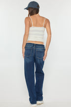 Women's straight leg blue jeans for casual everyday wear