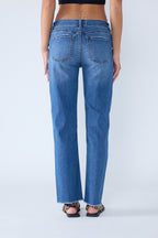 Women's straight leg blue jeans, perfect for casual wear