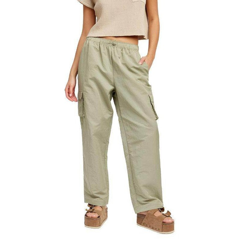 Straight Leg Pants Elastic Waist Band - VacationGrabs