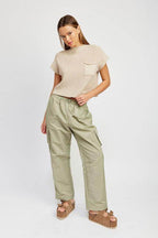 Straight Leg Pants Elastic Waist Band - VacationGrabs