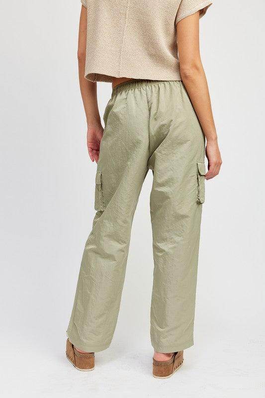 Straight Leg Pants Elastic Waist Band - VacationGrabs
