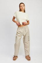 Straight Leg Pants Elastic Waist Band - VacationGrabs