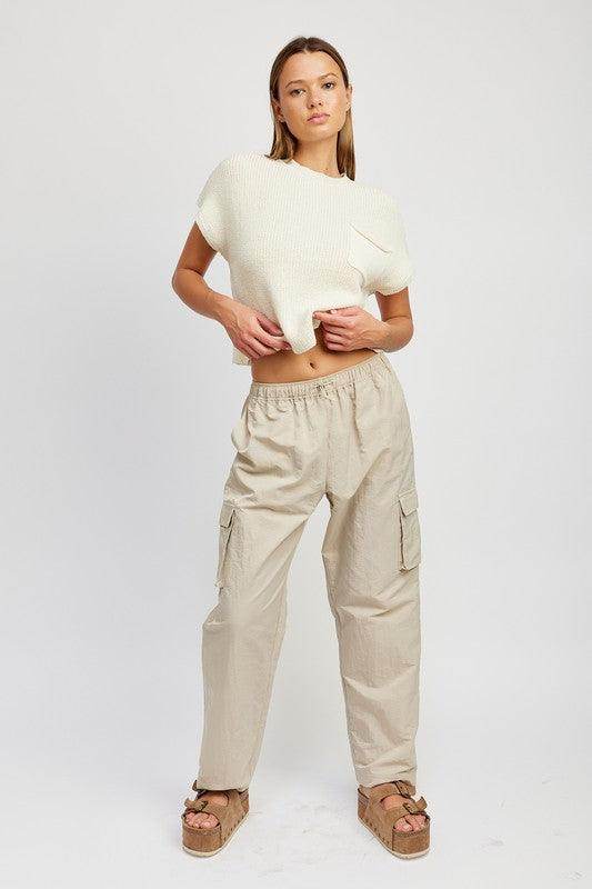 Straight Leg Pants Elastic Waist Band - VacationGrabs