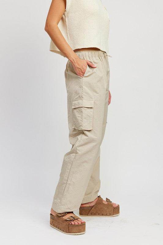Straight Leg Pants Elastic Waist Band - VacationGrabs