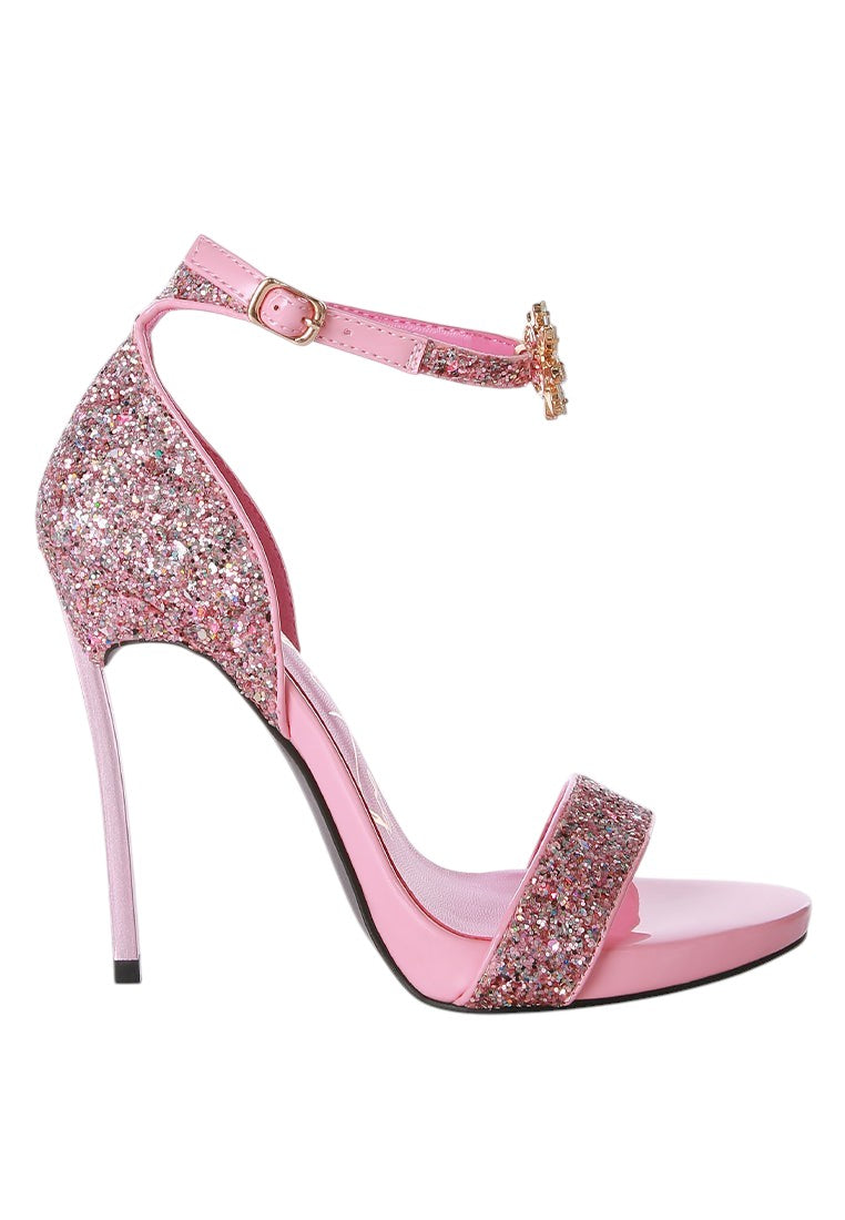 Stilettos à paillettes à talons hauts droits