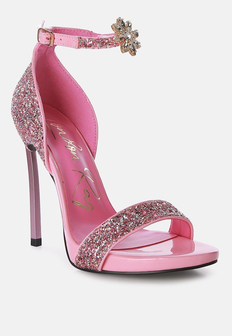 Stilettos à paillettes à talons hauts droits