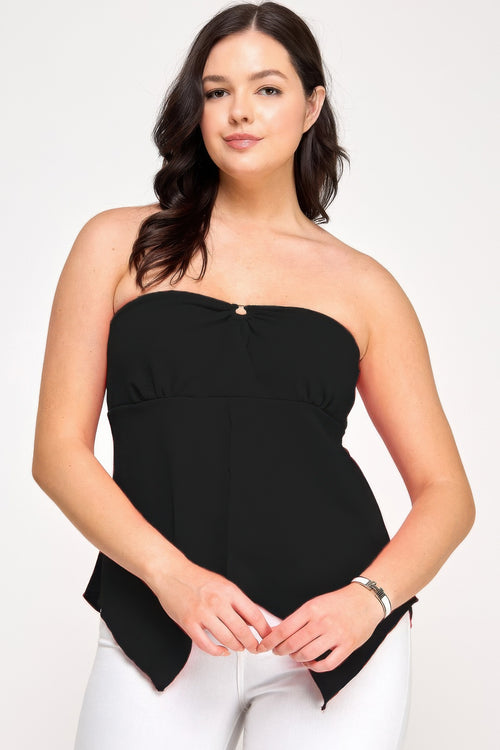 Women's black strapless top, perfect for summer outings