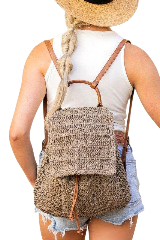 Straw Beach Backpack for Stylish Getaways