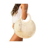 Straw Tassel O-Ring Tote - VacationGrabs