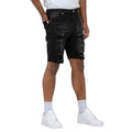 WEIV Men's Black Stretch Denim Shorts for Vacation with Distressed Design and Comfortable Fit