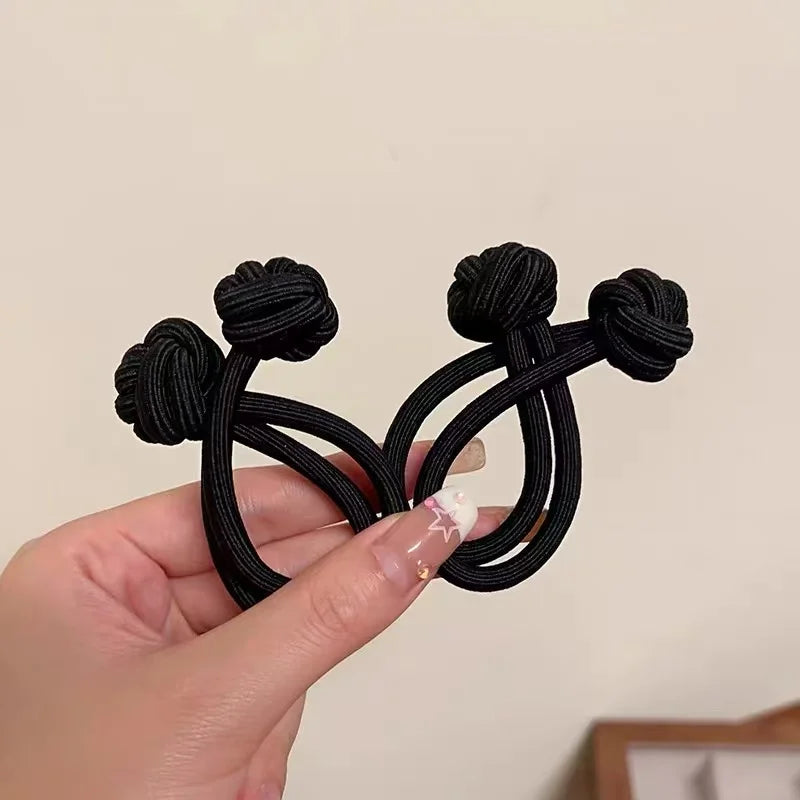 Black stretch rubber hair ties for women, perfect for daily use