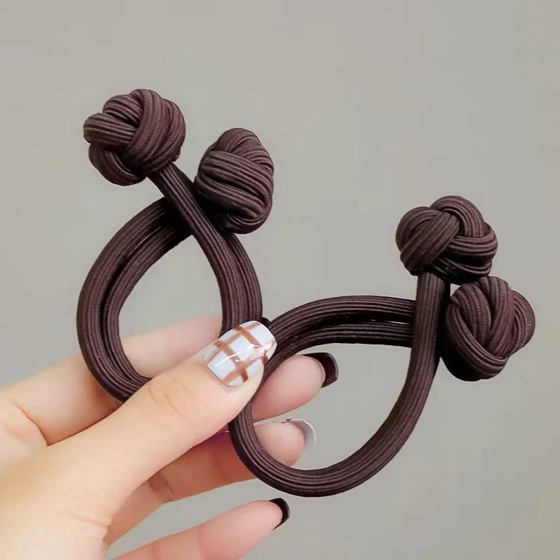 Stretch rubber hair ties for women in dark brown color, perfect for everyday use