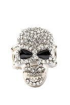 LA Jewelry Plaza stretch skull ring for men and women adorned with rhinestones and dark accents