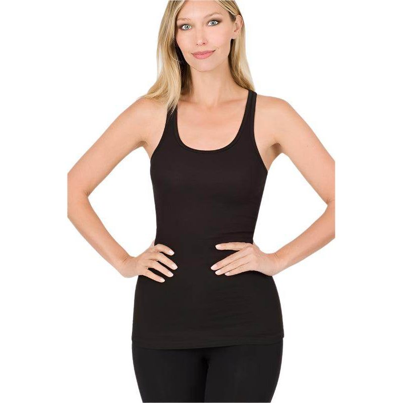 Stretchy Ribbed Knit Racerback Tank - VacationGrabs