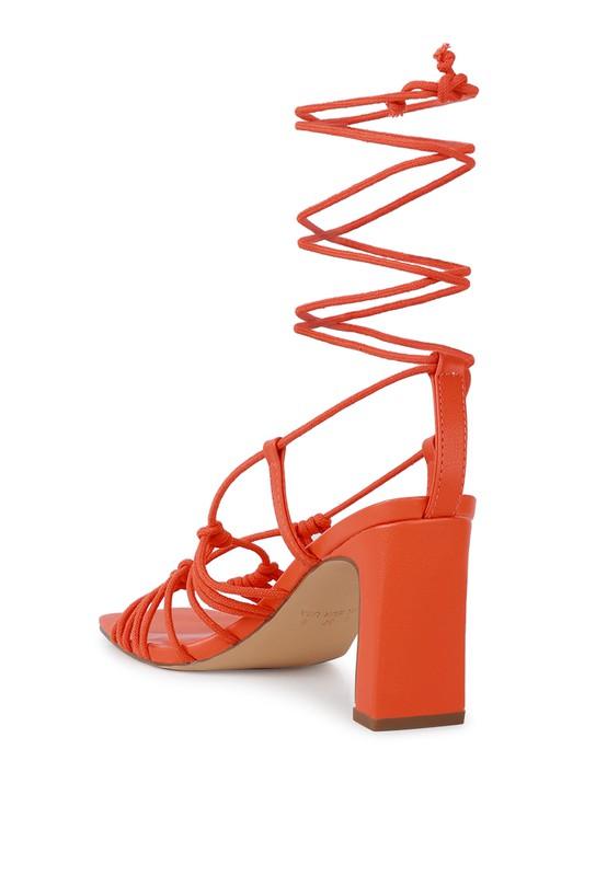 Women's Shoes - Heels Strings Attach Braided Tie Up Block Heeled Sandal