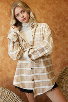 Women's Coats & Jackets Stripe Button Down Long Sleeve Shacket
