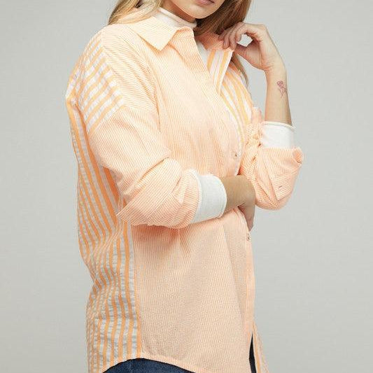 Women's Shirts Stripe Button Down Long Sleeve Shirt