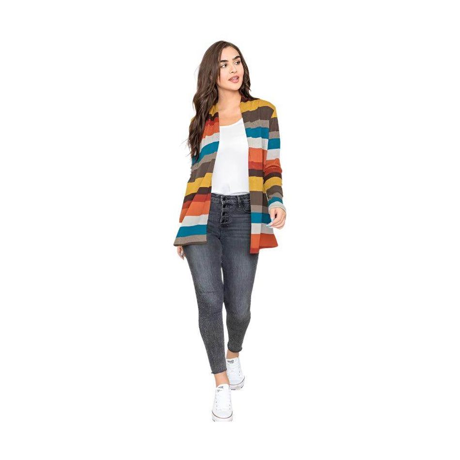 Stripe Elbow Patch Cardigan - VacationGrabs