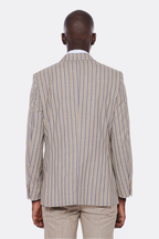 Striped Blazer Plain Pants Beige Men Suit by Wessi – angled view