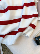 Striped collared knit crop top in red and white, stylish summer wear