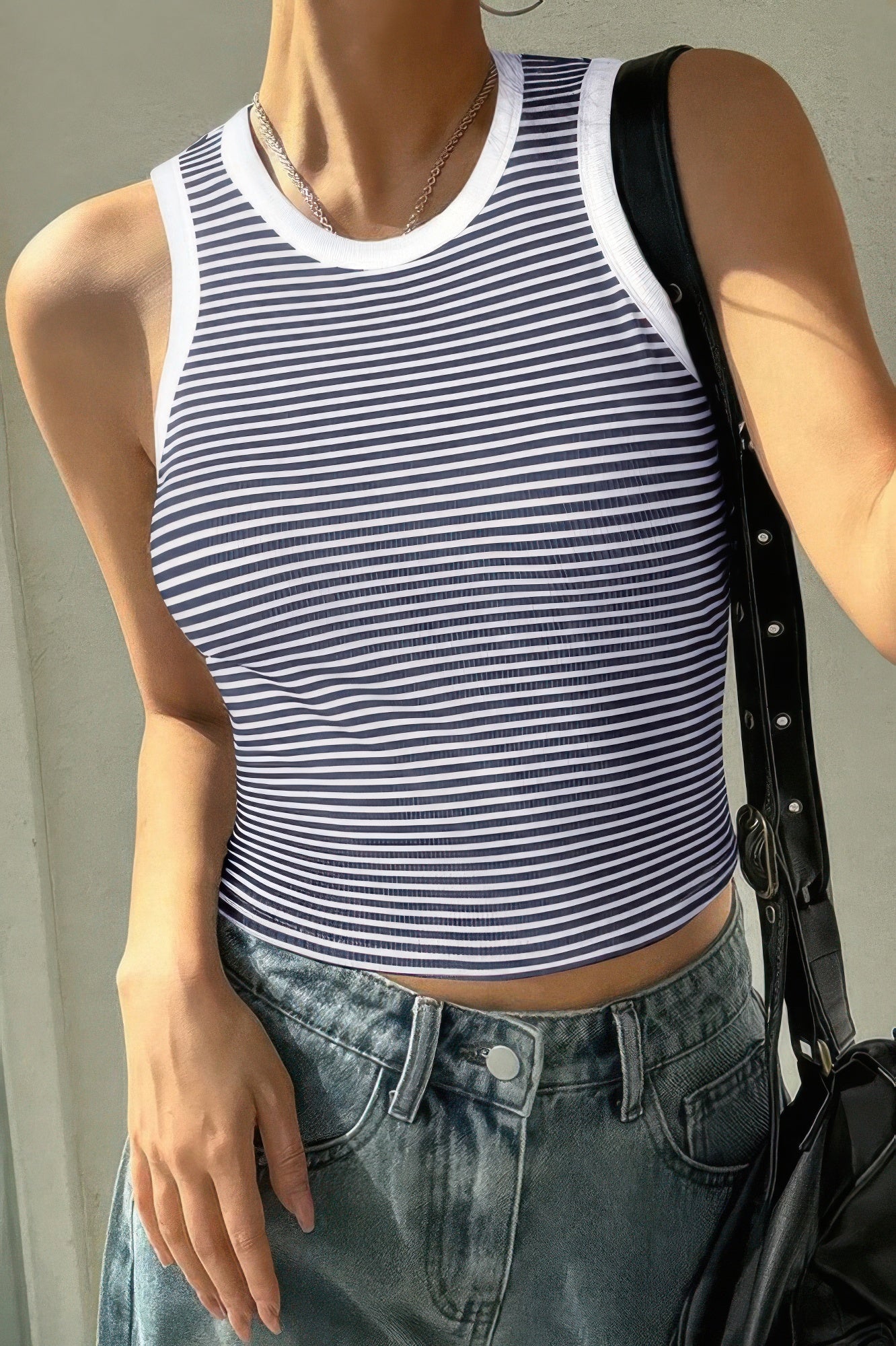 VacationGrabs striped crop tank top designed for a stylish summer look with a comfortable fit