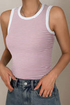 VacationGrabs striped crop tank top with a fitted design for casual summer outfits