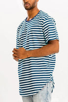 Men's Shirts Striped Elongated Tshirt