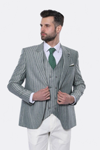 Striped Green Men Suit by Wessi – front view