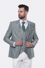 Striped Green Men Suit by Wessi – close up view