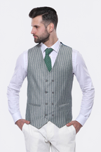 Striped Green Men Suit by Wessi – full look view