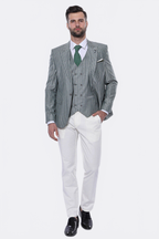 Striped Green Men Suit by Wessi – fabric detail view