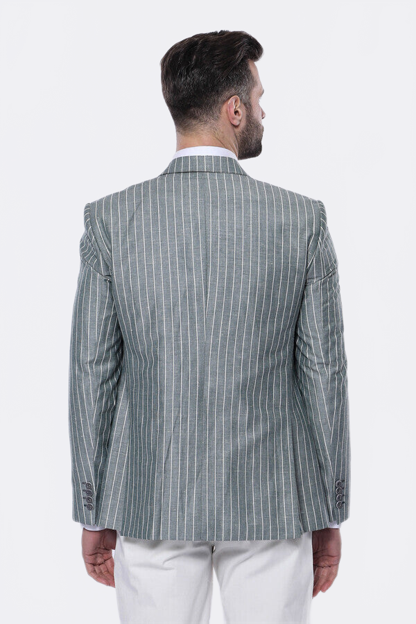 Striped Green Men Suit by Wessi – angled view