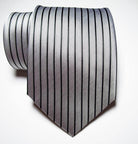 Silver and black striped necktie for men, perfect for formal and business occasions