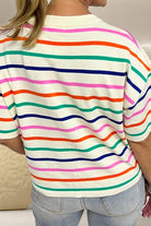 Women's Shirts Striped Round Neck Half Sleeve Knit Top