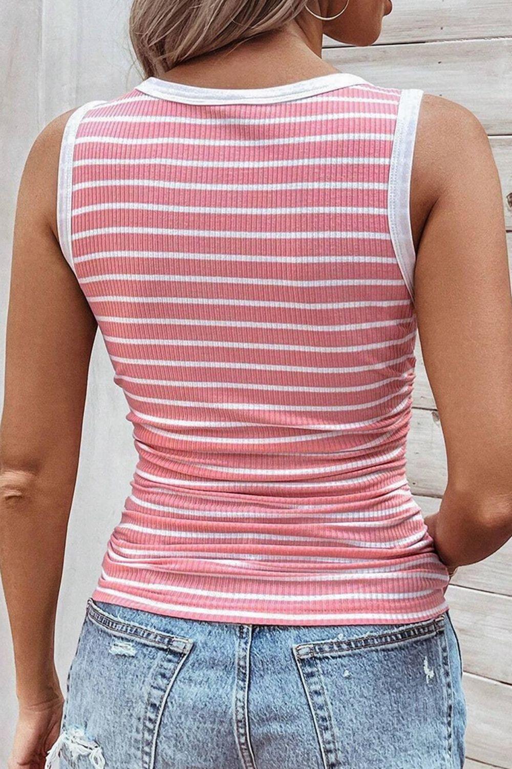 Women's Shirts - Tank Tops Striped Round Neck Tank