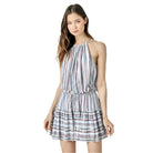 Mustard Seed striped summer dress with halter neckline and tiered skirt in soft pastel colors
