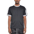Striped Tape Short Sleeve Round Neck Shirts - VacationGrabs