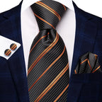 Black and orange striped ties for men, perfect for formal occasions