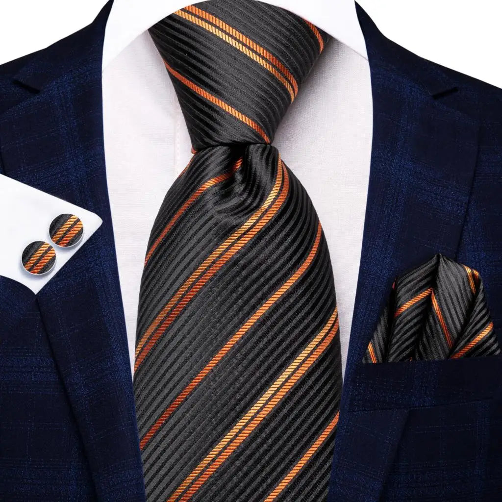 Black and orange striped ties for men, perfect for formal occasions