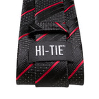 striped ties for men in black with red accents, perfect for formal occasions