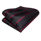 Black striped ties for men with red accents, suitable for formal events