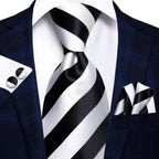 Black and white striped ties for men, perfect for formal occasions
