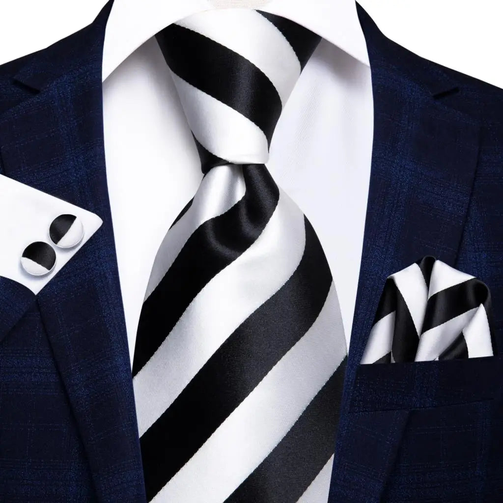 Black and white striped ties for men, perfect for formal occasions