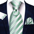 Green striped ties for men, silk material, perfect for formal occasions