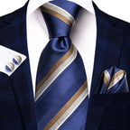 Navy striped ties for men, silk material, perfect for formal events