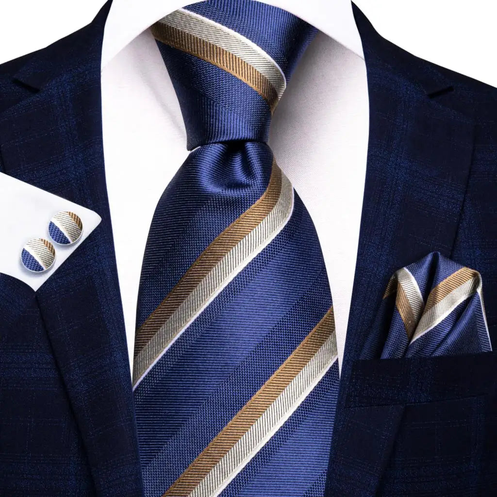 Navy striped ties for men, silk material, perfect for formal events