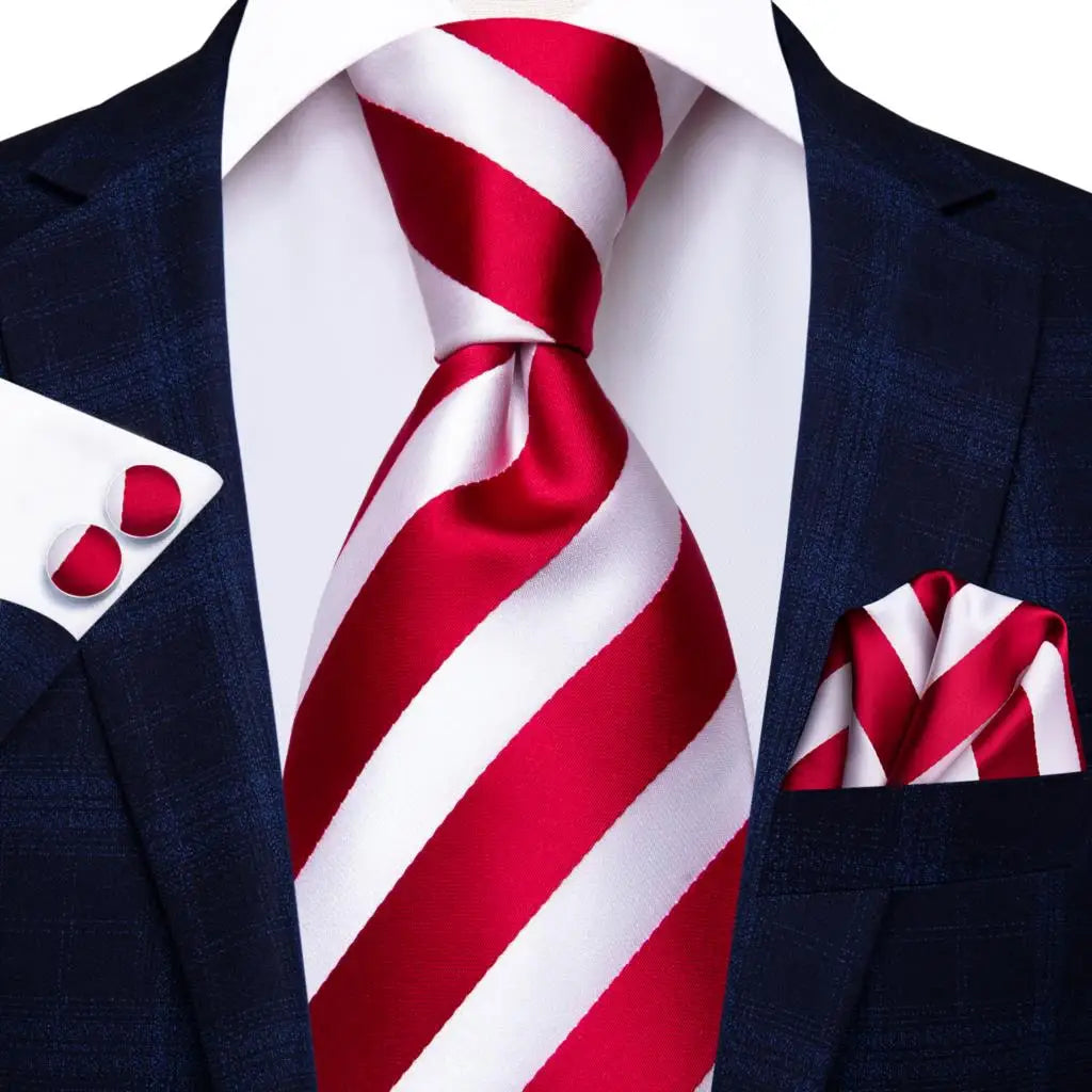 Red and white striped ties for men, perfect for formal occasions